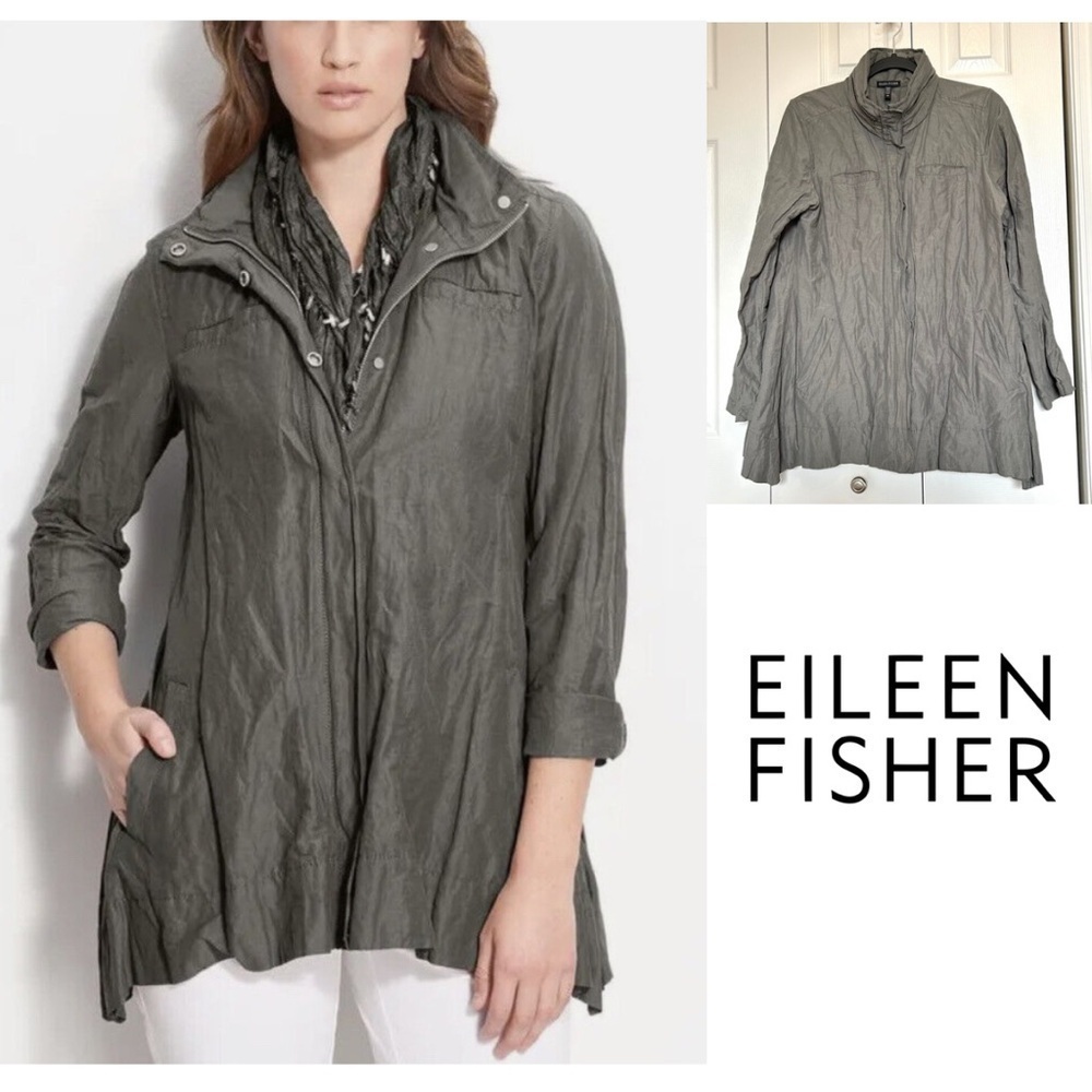 Eileen Fisher Rumpled Organic Cotton/Metallic Jacket Size Small